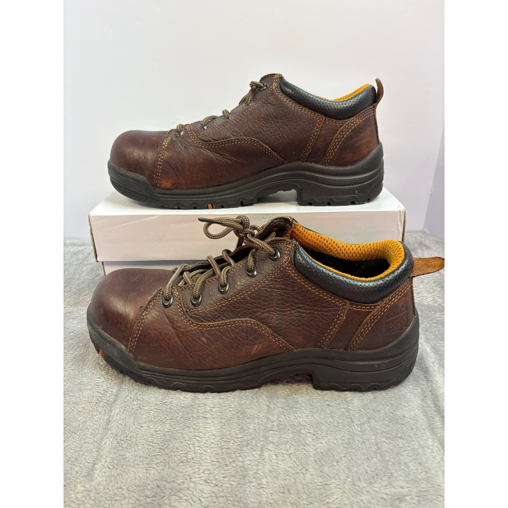 Timberland PRO Titan Womens‎ 9.5W Brown Leather Work Shoes Oxford A4901 63189